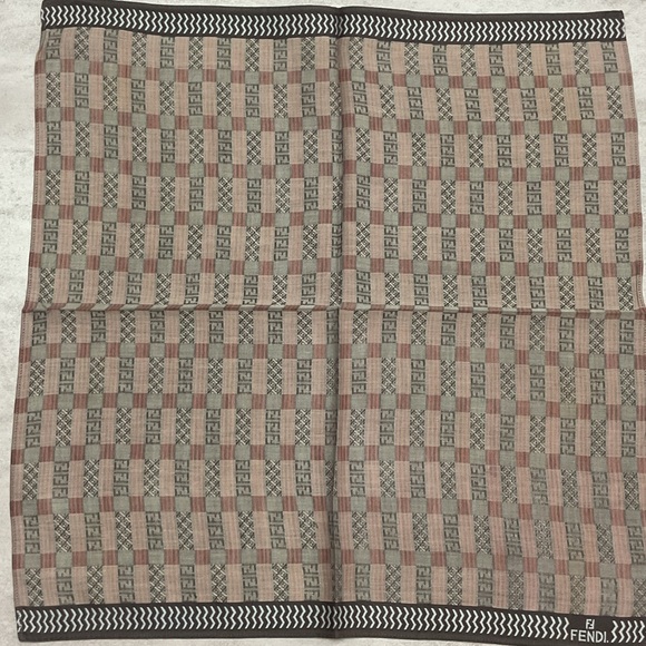 Fendi Striped Logo Scarf in Brown and Gray - Picture 5 of 6